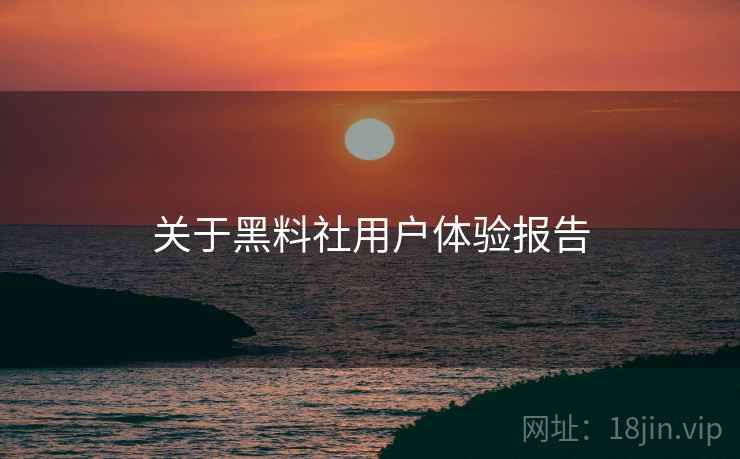 关于黑料社用户体验报告  第2张